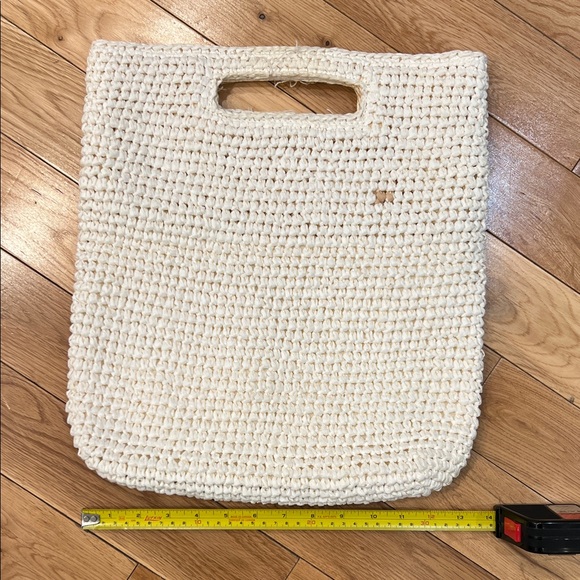Woven Cream Tote Bag with Built-In Handles - Picture 2 of 7